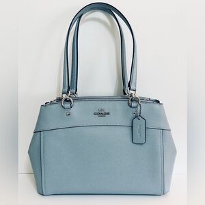 Coach Top Handle Satchel Light Blue w/Two Zipper Compartments Silver Accents